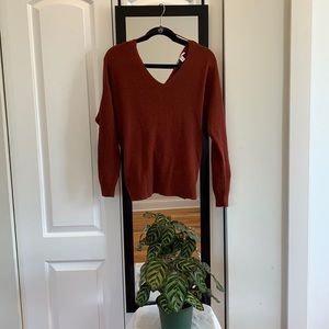Bar III Rust Twist Knot Sweater